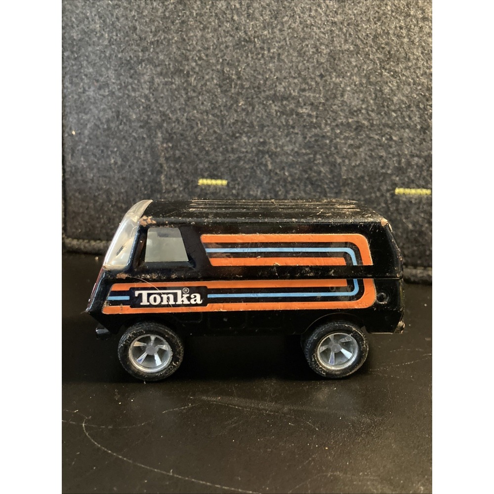 Tonka #55450 Metal Black w/ Orange Stripes Vintage 70's‎ Van Made In The USA